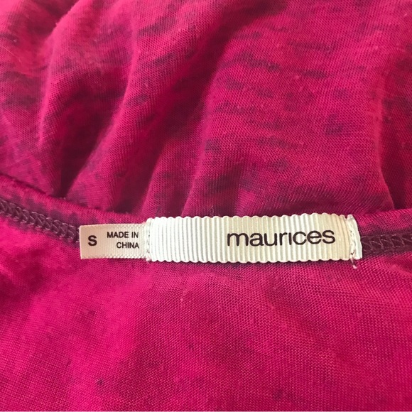 FREE Maurices Fuchsia Off Shoulder Short Sleeve T-Shirt GUC Burnout Small Basic - Picture 8 of 12